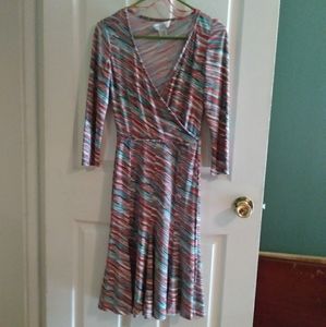Nine West Multi Colored Wrap Around Dress 6